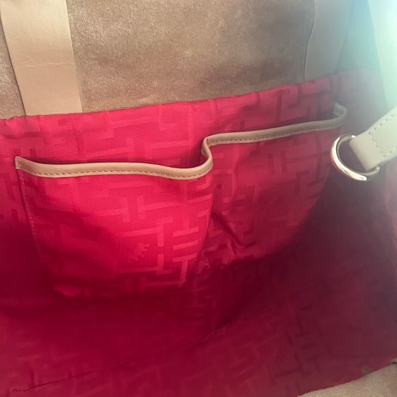 NWT Elaine Turner Elegant Two Tone Tan Suede & Leather Quilted Boho Bag - Picture 9 of 9